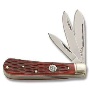 Rough Rider Knives 430 3 Blade Jack Knife with Red Jigged Bone Handles 