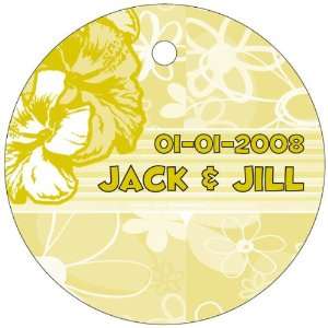 Baby Keepsake Yellow Flowers Design Circle Shaped Personalized Thank 