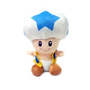    Mario Bro Super Star Toad 8 inch Plush   Blue Toys & Games