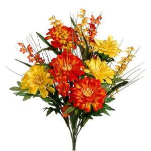  20 Silk Zinnia & Bell Flower Bush  Yellow/Orange (case of 
