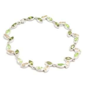  JSUK 925 Silver Leaf Design Coloured CZ Bracelet Jewelry