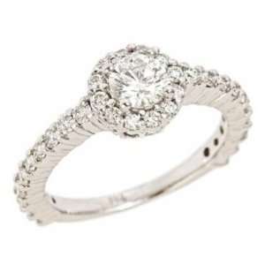  14K White Gold Natural Round Brilliant Cut Engagement Ring 