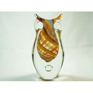    Italian Design Owl Crystal Rainbow Glass Vase Patio, Lawn & Garden