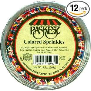 Paskesz Baking Products, Colored Sprinkles, 9.5 Ounce Bucket (Pack of 