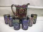 vintage imperial carnival glass daisy hobstar 7 pc water set