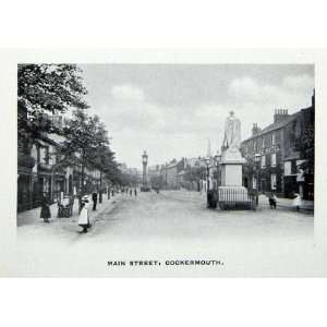 1912 Print Main Street Cockermouth Allerdale Cumbria England Statue 