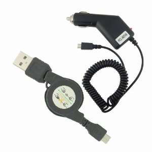   HTC EVO 4G Sprint Combo Rapid Car Charger Micro USB Retractable Cable