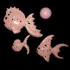 Vintage Ceramic Fish Wall Plaque set   Pink & Black   Chic Shabby 