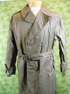 VINTAGE US ARMY military Raincoat Lightweight Taupe nylon rubber 