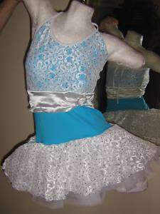 NEW Turquoise Blue Sequin Dance Ballet Jazz Costume Tutu Dress CHILD 