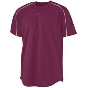    Wicking Two Button Baseball Jersey Maroon   3XL