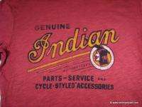 LUCKY BRAND GENUINE INDIAN MOTORCYCLES T SHIRT RED VINTAGE LOOK COTTON 