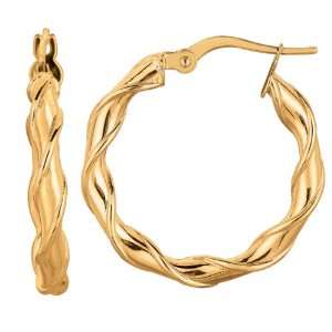    14k Gold Yellow Hoop Earrings 3.4 X 24.9   JewelryWeb Jewelry