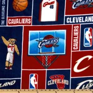   Fleece Cleveland Cavaliers Blocks Red Fabric By The Yard Arts, Crafts