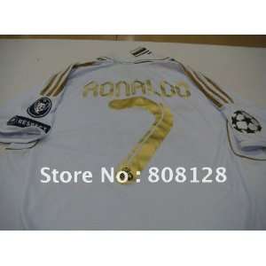  white ronaldo #7 uniforms real madrid home champions league 