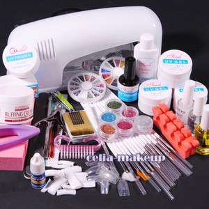   Gel Lamp Dryer Manicure Nail Art Glitter Salon Polish TIPS SET KIT 262