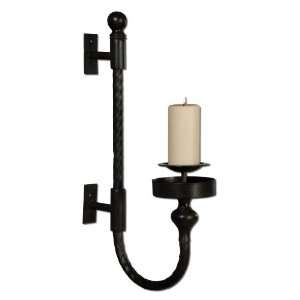 Uttermost 26.8 Inch Garvin Twist Sconce w/ Candle Aged Black w/ Red 