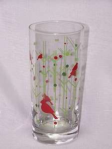   Glass 4 Christmas 15oz. Red Cardinal Bird Tumblers Glasses  