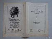1920 Fritz Kreisler Violin Recital Program St. Paul MN  