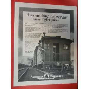  1943 Vintage Magazine ad. train on track/man on back 