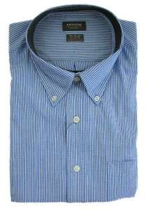  Long Sleeve Regular Fit Oxford Dress Shirt Blue White Stripes  