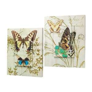  Pack of 2 Waters Edge Botanical Butterfly 3 D Wall Art 