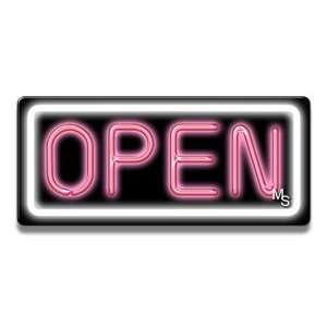    Neon Open Sign   White Border & Pink Letters