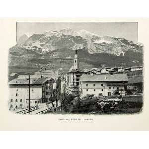  1905 Print Cortina Mount Tofance Dolomites Italy Cityscape 