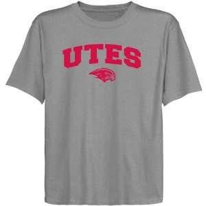  Utah Utes Youth Ash Logo Arch T shirt 