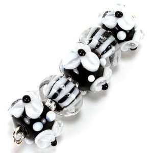 Handmade Black and White Lampwork Bead Set Arts, Crafts & Sewing
