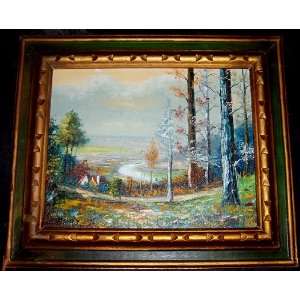  Decorative Small Framed Oil Painting Valley Landscape 