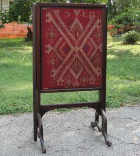   late 1800s FIREPLACE SCREEN Mahogany & Silk. Exquisite  