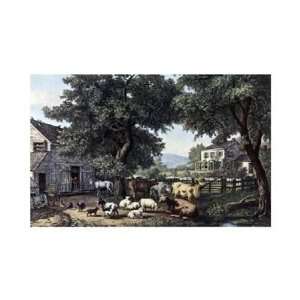    Currier and Ives   Old Homestead Giclee Canvas