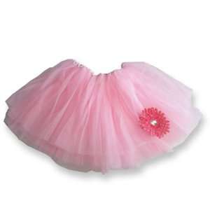  Tutu with Pink Polka Dot Flower Accent  size 2 8   ballerina skirt 