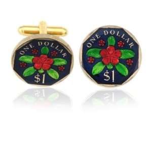  Malaysia Flower Coin Cuff Links CLC CL818 Jewelry