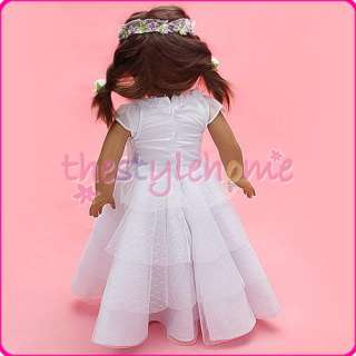 White Party Dress Gown for 18 American Girl Felicity  