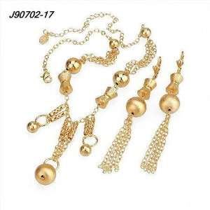 Ethnic Style Gold Plated Necklace with Matching Dangle 