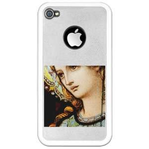  iPhone 4 or 4S Clear Case White Mother Mary Stained Glass 