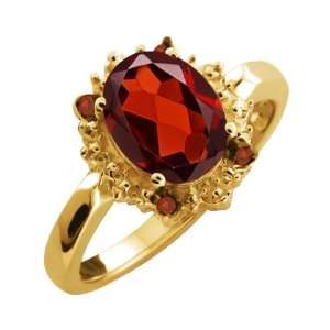   03 Ct Genuine Oval Red Garnet Gemstone 10k Yellow Gold Ring Jewelry