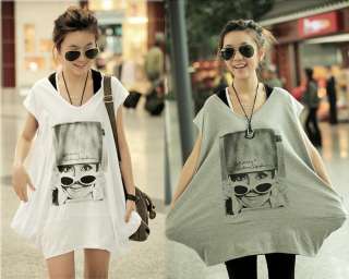 2012 Spring Casual Oversized Sunglasses Girl Long Tshirt Top 