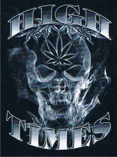 HIGH TIMES Cool Skull Pot Weed Adult Humor Funny Shirt  