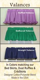 Navy Blue Straight Valance 16x60 matches our Navy Cribskirt & Navy 