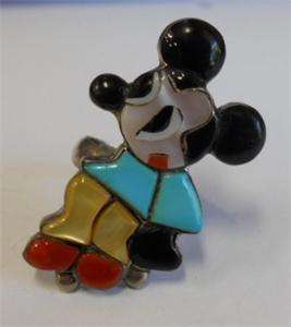 VINTAGE NATIVE AMERICAN MICKEY MOUSE RING SIZE 8  