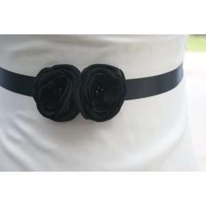  Black wedding flower sash, bridal sash   JANE 
