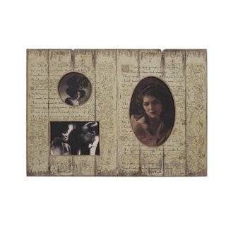 Distressed Cream Wood Plaque with 3 Picture Frames