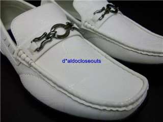 Mens White Casual Italian Style Driving Buckle Shoes  