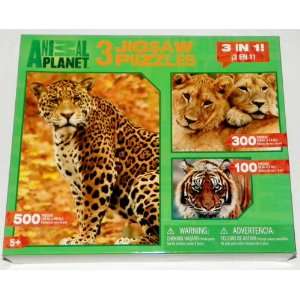  ANIMAL PLANET   3 Jigsaw Puzzles (3 in 1) Leopard, Lions 