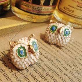 Retro Vintage Lovely Mini Owl with Big Eyes Diamond Cute Earrings 5192 