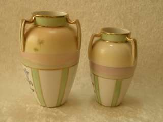   Hand Painted Pair of Nippon Desert & Pyramid Scene Vases  