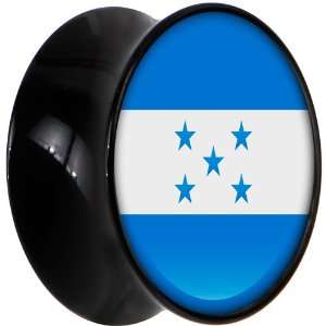  20mm Black Acrylic Honduras Flag Saddle Plug Jewelry